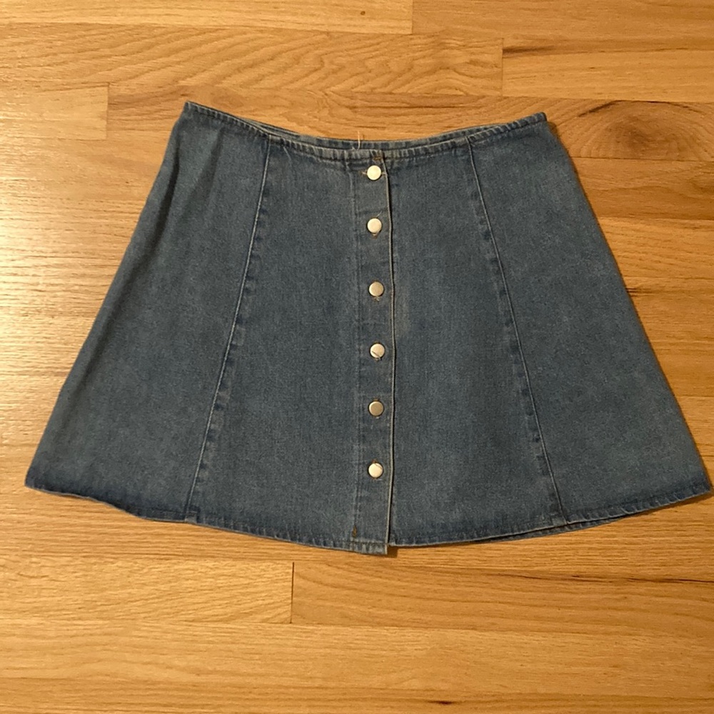 Vintage Blue Button Front Jean Skirt